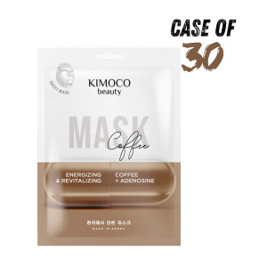 KIMOCO Beauty-Αναζωογονητική Μάσκα Προσώπου με Εκχύλισμα Κόκκων Καφέ και Αδενοσίνης, 23ml, Κιβώτιο 30 Μασκών