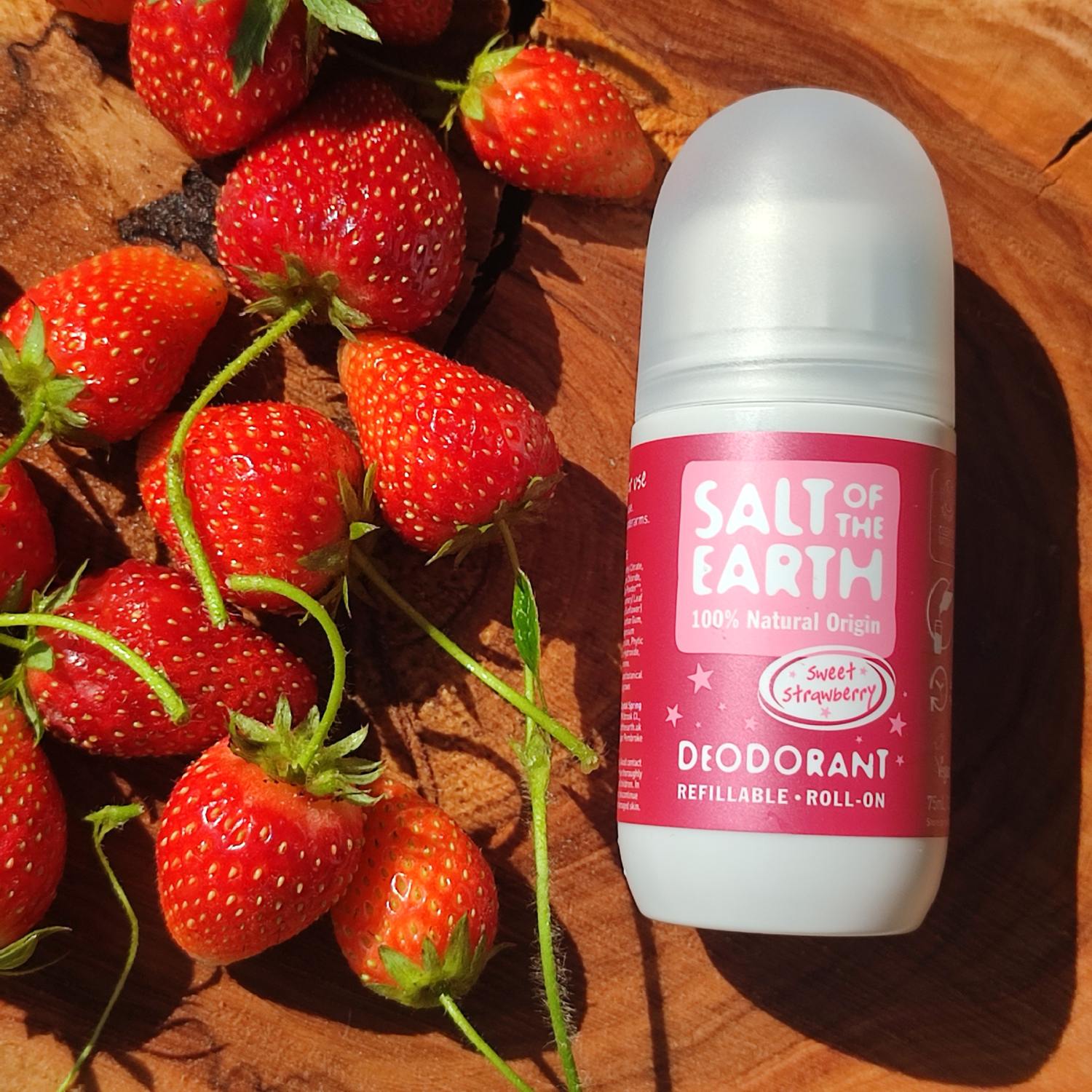 Salt of the Earth, Vegan Αποσμητικό, Επαναγεμιζόμενο Roll-On 75ml, Sweet Strawberry, ΚΙΒΩΤΙΟ 6 ΤΕΜΑΧΙΩΝ