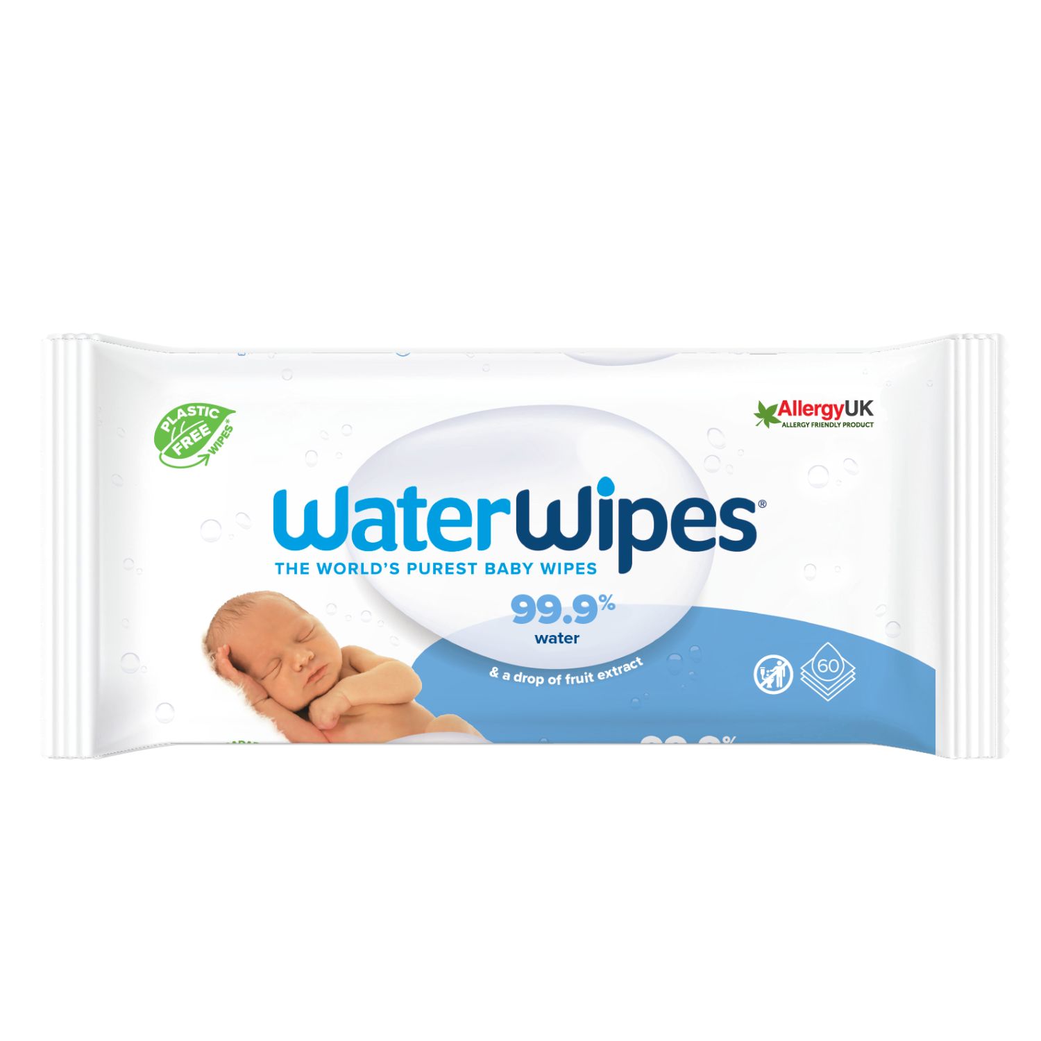 WaterWipes, 100% Plastic-free, Άοσμα Μωρομάντηλα, 99.9% Νερό, ΚΙΒΩΤΙΟ 12 ΠΑΚΕΤΑ x 60 ΜΑΝΤΗΛΑΚΙΑ